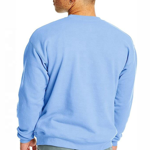 Sweat-shirt à col rond bleu clair pour homme, coupe classique, 100% coton molletonné, pull décontracté, streetwear, couleur unie, tricoté, manches longues - Product Image 2