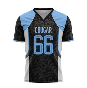 Camiseta de Fútbol Sublimada Cougar 66, Unisex, Cuello en V, Media Absorción de Humedad, Poliéster, Ropa Deportiva para Adultos, Personalizada con Impresión Frontal - Product Image 1