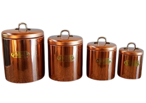 Modern Look Hammered Metal Food Storage Containers With Lids Airtight Cylinder Vintage Design Kitchen <b>Spice</b> <b>Jars</b> Set of 4 Pcs - Product Image 5