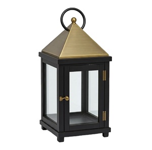 <b>Black</b> Floor <b>Lantern</b> Metal Stainless Steel Candle Holder <b>Lantern</b> Decorative <b>Lantern</b> for Home Decor - Product Image 1