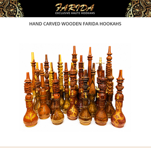 Cachimba de lujo de palisandro lacado y tallado a mano, estilo egipcio, para fumar, con vástago de latón y jarrón de cristal a juego. - Product Image 2