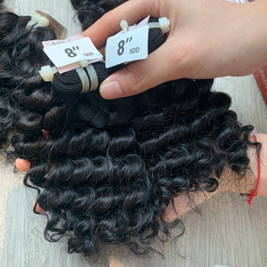 Factory Price 100% Raw Virgin Vietnamese Human Weft <b>Lace</b> Wig Deep Curl <b>Black</b> Color Super Double Drawn Hair Extensions - Product Image 3