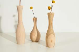Qualité supérieure, pot de fleurs/vase en bois rustique elliptique sur pied pour usage intérieur, fait main, écologique, pot à bonsaï 500g - Product Image 3