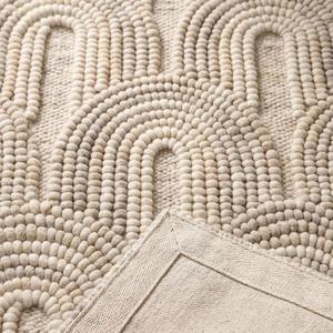 Tapis d'intérieur en laine beige crème tissé à la main, motif géométrique moderne, boucles épaisses, antidérapant, à poils moyens, avec envers en toile de coton - Product Image 6