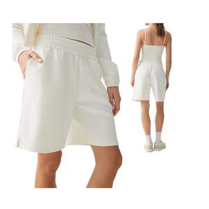 กางเกงขาสั้นลำลองผู้หญิงขายดี เอวสูง ทรงหลวม ใส่สบายสำหรับฤดูร้อน เหมาะสำหรับเล่นกีฬาและพักผ่อน รับทำโลโก้ตามสั่ง ขายส่ง OEM - Product Image 1