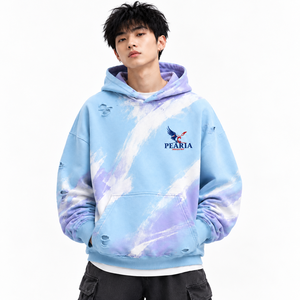 Sudadera con Capucha Tie Dye para Hombre, Sudadera de Forro Polar con Bolsillo, Corte Regular, Ropa Urbana de Invierno - Product Image 1