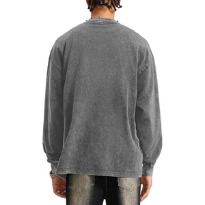 เสื้อสเวตเชิ้ตผู้ชายผ้าฝ้ายย้อมสีแบบแอซิดวอช ราคาดีที่สุด สำหรับผู้ใหญ่ ผลิตโดยผู้ผลิตมืออาชีพ เสื้อสเวตเชิ้ตผู้ชายผ้าหนาแบบแอซิดวอช - Product Image 6