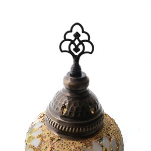 Handcrafted Mosaic Glass Table Lamp - Brass Base Decorative <b>Lantern</b> Wholesale - Product Image 4