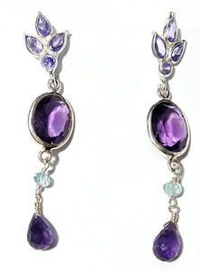 Purple Amethyst Tanzanite Bohemian Style Drop <b>Earrings</b> Natural 925 Sterling <b>Silver</b> Handmade <b>Dangle</b> <b>Earrings</b> Wedding Engagement - Product Image 3