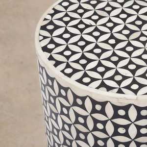 Belladec Modern Antique Geometric <b>Round</b> Bone Inlay <b>Console</b> <b>Table</b> Crescent International Design Living Room Home Furniture Delhi - Product Image 2