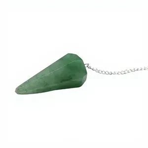 Péndulo de Cristal de Aventurina Verde Natural con Cadena Plateada, Gema Facetada para Radiestesia, Feng Shui, Reiki y Equilibrio de Chakras - Product Image 2