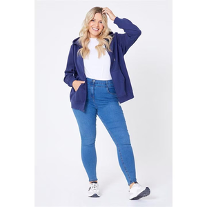 Sweat à capuche zippé pour femme, bleu marine, avec logo personnalisé, en tissu épais, style décontracté et sportif, avec cordon de serrage long, fabriqué sur mesure par Twin City - Product Image 6
