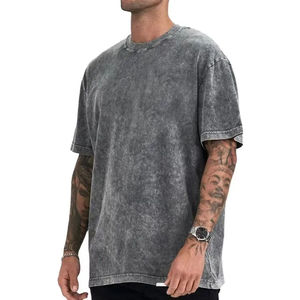 Camiseta de algodón lavado oversize para hombre, manga corta, cuello redondo, estilo vintage, color liso, ajuste jersey, largo regular - Product Image 5