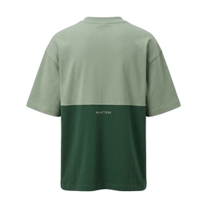 Camiseta de hombre verde con bloques de color, cuello redondo, manga corta, corte holgado, estilo casual, ropa urbana - Product Image 4