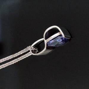 Collar minimalista de tanzanita, colgante de plata, regalo de aniversario o cumpleaños para mujer, joyería con piedras preciosas - Product Image 2