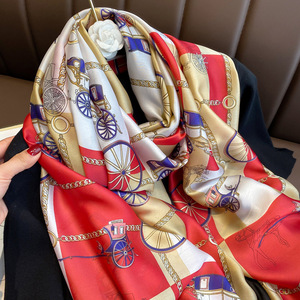 Écharpe en soie de qualité supérieure pour femmes, tissu léger et lisse, imprimé floral paisley, élégante, pour le cou, la tête et les épaules - Product Image 6