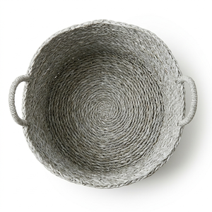 Woven Seagrass Storage Basket with Handles Two Tone Organizer Bin for Bathroom Living Room Home - Product Image 5