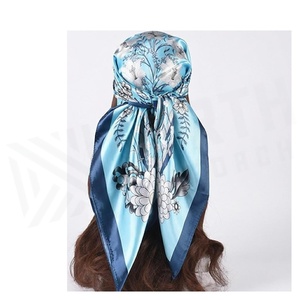 Women's Square <b>Silk</b> Scarf Floral Print Elegant Multi-Functional Fashion Accessory All Seasons - Product Image 3