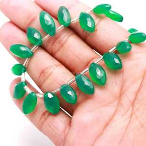 Cuentas de ónix verde natural facetadas en forma de marquesa de 7x12-8x13 mm, cuentas de piedras preciosas talladas a mano para la fabricación de joyería, venta al por mayor. - Product Image 5
