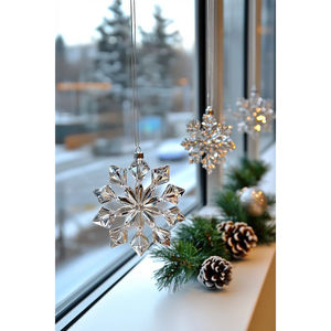 Adorno Navideño de Cristal con Forma de Copo de Nieve, Decoración Colgante de Lujo para Árbol de Navidad, Decoración para Fiestas de Invierno y Hogar - Product Image 1