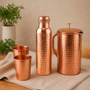 Juego de Botellas de Agua Reutilizables Modernas de Cobre Martillado SOFIYA CRAFT con Tapas, Portátiles para el Hogar - Product Image 1