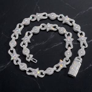 Collar de Cadena de Plata 925 con Eslabones Cubanos de Moissanita VVS de Alta Calidad Estilo Hip Hop Iced Out para Hombre, Disponible para la Venta - Product Image 4
