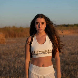 Top Corto de Algodón con Estampado de Bloques Moon Top, Diseño Flor de la Vida, Tela Suave y Transpirable para Uso Diario y Estilo Veraniego - Product Image 1