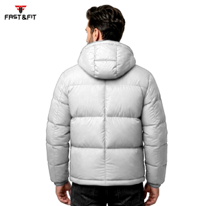 Blouson matelassé léger et imperméable à col montant, réversible, personnalisable sur le devant, avec capuche, pour l'hiver, à prix abordable, en promotion - Product Image 2