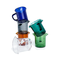 Ensemble de 6 tasses à mesurer en verre de 70 ml / 2,37 oz, pichet à crème pour expresso, couleurs assorties, pour bar à café, maison, café, cadeau