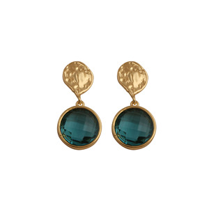 Swiss London Blue Topaz <b>Dangle</b> <b>Earrings</b> <b>Gold</b> Plated Bezel Set Faceted Gemstone Jewelry V - Product Image 1