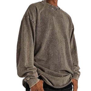 Sudaderas con cuello redondo de lavado ácido, peso pesado, 100% algodón, hechas a medida, con lavado ácido intenso, sudadera básica para hombre de Pakistán - Product Image 6