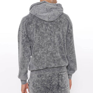 Sweat à capuche pour hommes 100% Coton délavé à l'acide, personnalisable, style streetwear, effet vintage, vente en gros - Product Image 2