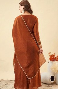 KURTI WITH PLAZZO & DUPATTO Product Details <b>Kurta</b> Fabric Crunchy <b>Silk</b> TOP LEBGTH 32 Plazzo Fabric - Product Image 3