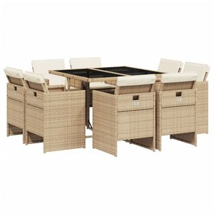 Set di 8 Pezzi per Sala da Pranzo da Giardino in Beige e Nero - Product Image 2
