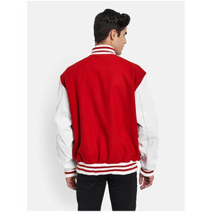 Nouvelle Collection : Blousons Teddy Homme Grande Taille – Blousons de Baseball Hiver avec Manches en Cuir, Tissu Léger en Chenille et Broderie Simple - Product Image 3