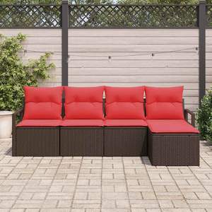 Conjunto de sofá de ratán sintético marrón con cojín, muebles de patio para exteriores para 4 personas, diseño contemporáneo - Product Image 5