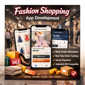 พัฒนาแอปพลิเคชันมือถืออีคอมเมิร์ซแฟชั่นอัจฉริยะ ตลาดขายสินค้าแบบหลายผู้ขาย ระบบวิเคราะห์แบบเรียลไทม์ เกตเวย์ชำระเงินที่ปลอดภัย รองรับหลายแพลตฟอร์ม - Product Image 1