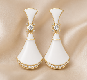 White Enamel <b>Stud</b> 925 Sterling <b>Silver</b> 18k Gold Plated Handmade Elegant Earrings For Women Jewelry Anniversary Gift - Product Image 5