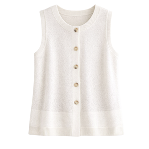 Camiseta sin mangas con botones texturizados para mujer, blusa informal de verano, holgada, transpirable, de punto, a la moda - Product Image 1