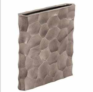 Jarrón de suelo vintage de hierro dorado con borde festoneado, centro de mesa floral para bodas, decoración de mesa, acabado esmaltado ecológico, estilo costero único - Product Image 2