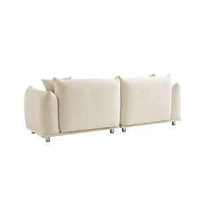 Divano a 3 posti in ciniglia oversize da 218 cm con gambe in metallo e struttura in legno massello per soggiorno, con 2 cuscini - Product Image 5