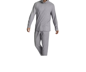 <b>Men's</b> Gray Hooded <b>Thermal</b> Fleece Set Casual Long Sleeve <b>Top</b> and Pants Winter Wear Premium Quality Anti-UV 300g Polyester - Product Image 1