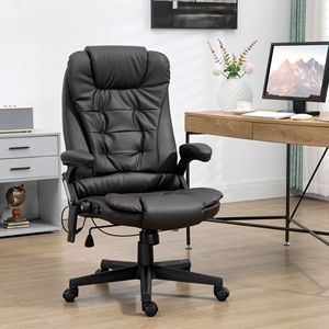 Sedia da Ufficio Reclinabile Riscaldata con 6 Punti di Vibrazione e Telecomando sul Bracciolo - Marrone Scuro (Base in Nylon) - Product Image 2