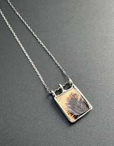 NIKHIL GEMS Pendentif en Agate Dendritique Naturelle, Argent Sterling 925, Certifié par un tiers, Collier Élégant Vintage, Cadeau d'Anniversaire pour - Product Image 5