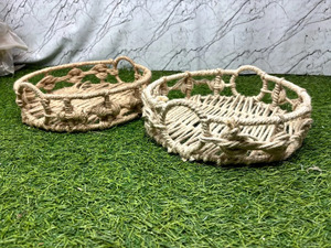 Meilleur prix pour un plateau décoratif en rotin tissé à la main, style bohème, artisanat en bambou et rotin, fabrication indienne, prix de gros. - Product Image 5