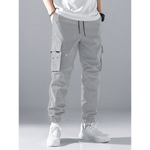 Autumn Mens Eco Friendly Multi Pocket Cargo Pants Durable <b>Drawstring</b> Casual Outdoor Workwear <b>Trousers</b> - Product Image 4