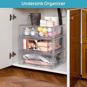 3-Pack Stackable Metal <b>Storage</b> Drawers Easy Assembly <b>Acrylic</b> Undersink Organizer for Bathroom Closet - Product Image 2