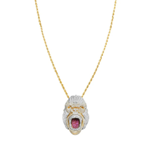 Luxury 18K Gold Plated Animal Pendant <b>Necklace</b> With <b>Ruby</b> Inlay Box Chain Unisex Everyday Wear - Product Image 1