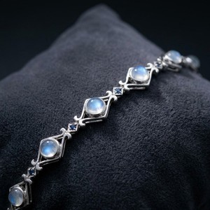 Vintage 925 Sterling Silver Moonstone <b>Bracelet</b> Natural Blue Flash, Handmade <b>Gemstone</b> Jewelry, Elegant Silver Jewelry Gift - Product Image 6