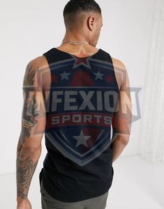 Débardeur en coton tricoté noir pour homme, col rond, uni, décontracté, respirant, style muscle - Product Image 3
